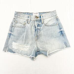 Frame Rigid Re-Release Le Original Short Button Fly Lt Wash Denim Jeans Size 23